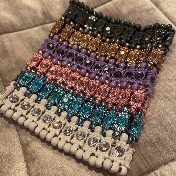 Zigzag  Style Trendy Chevron Gem Statement Cuff Bracelet - Picture 1 of 10